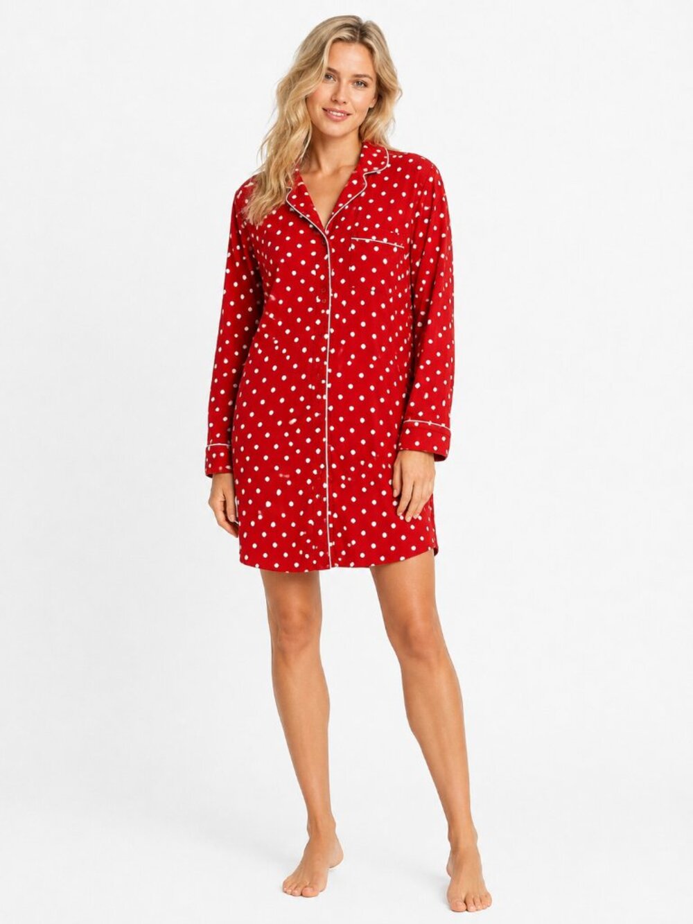 2/$30 Lands' Polkadot Sleepshirt Pajama Nightgown Red End XL/ 18 #A4252